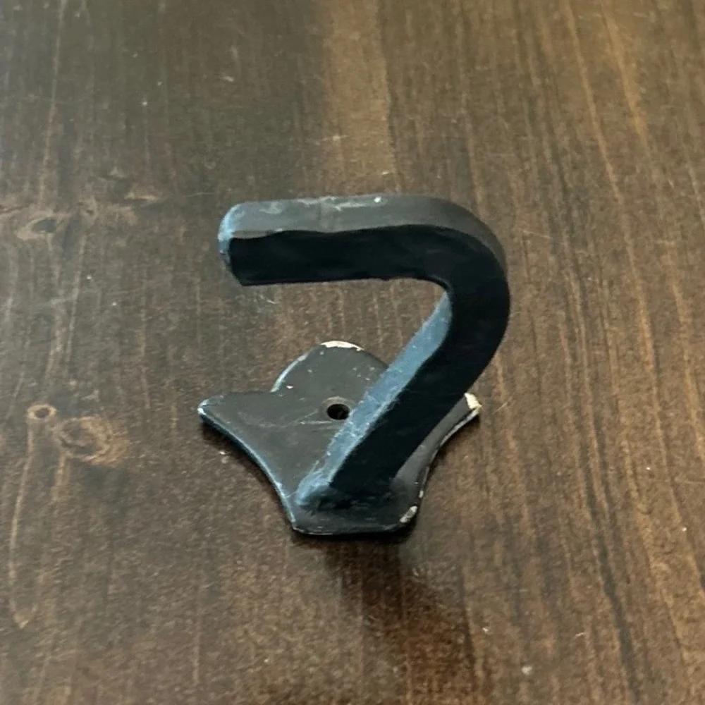 Antique Vintage Wrought Iron Wall Hook Black Rustic Hand Forged Fleur Farmhouse
